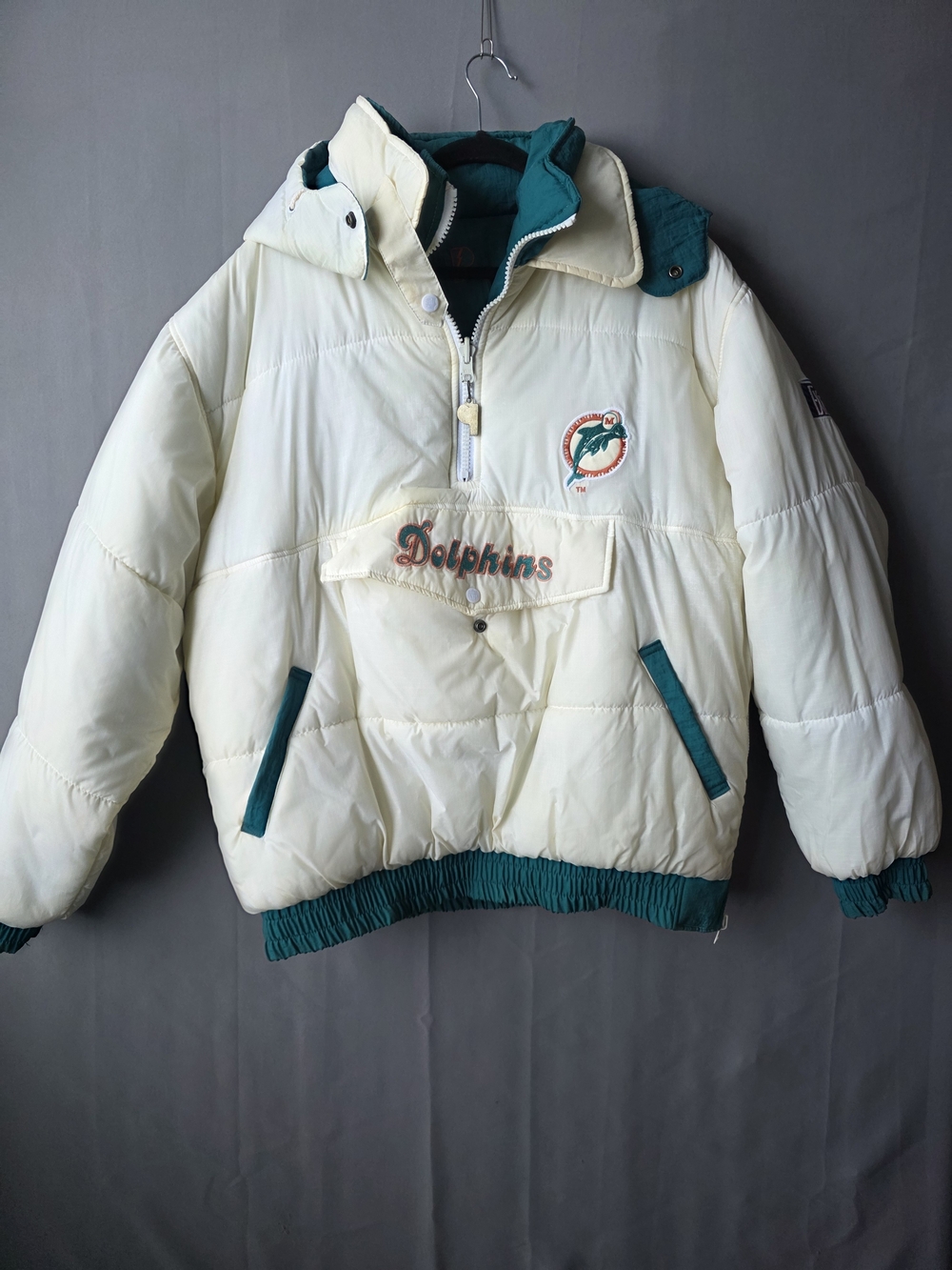 Vintage 90s Pro Player Miami Dolphins Reversible Puffer Jacket XL NFL